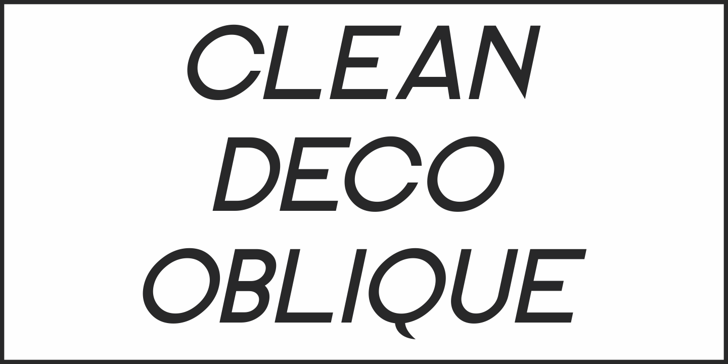 Beispiel einer Clean Deco JNL Oblique-Schriftart